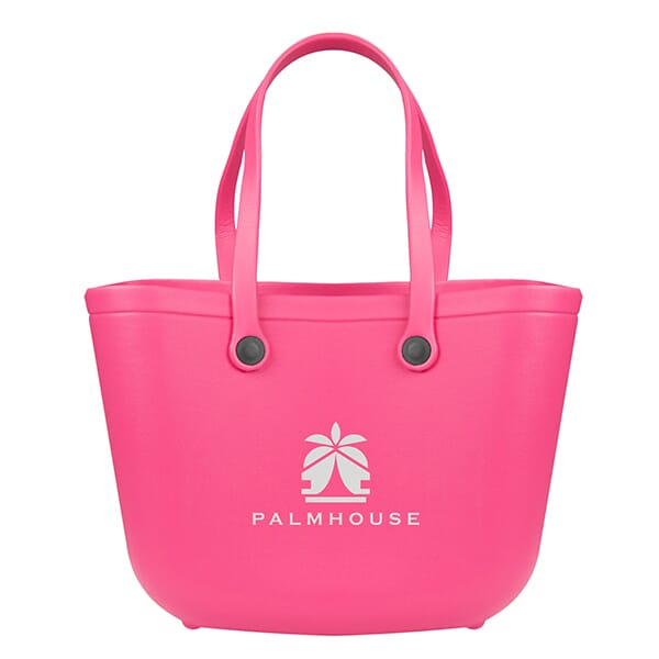 Pink tote bag with logo