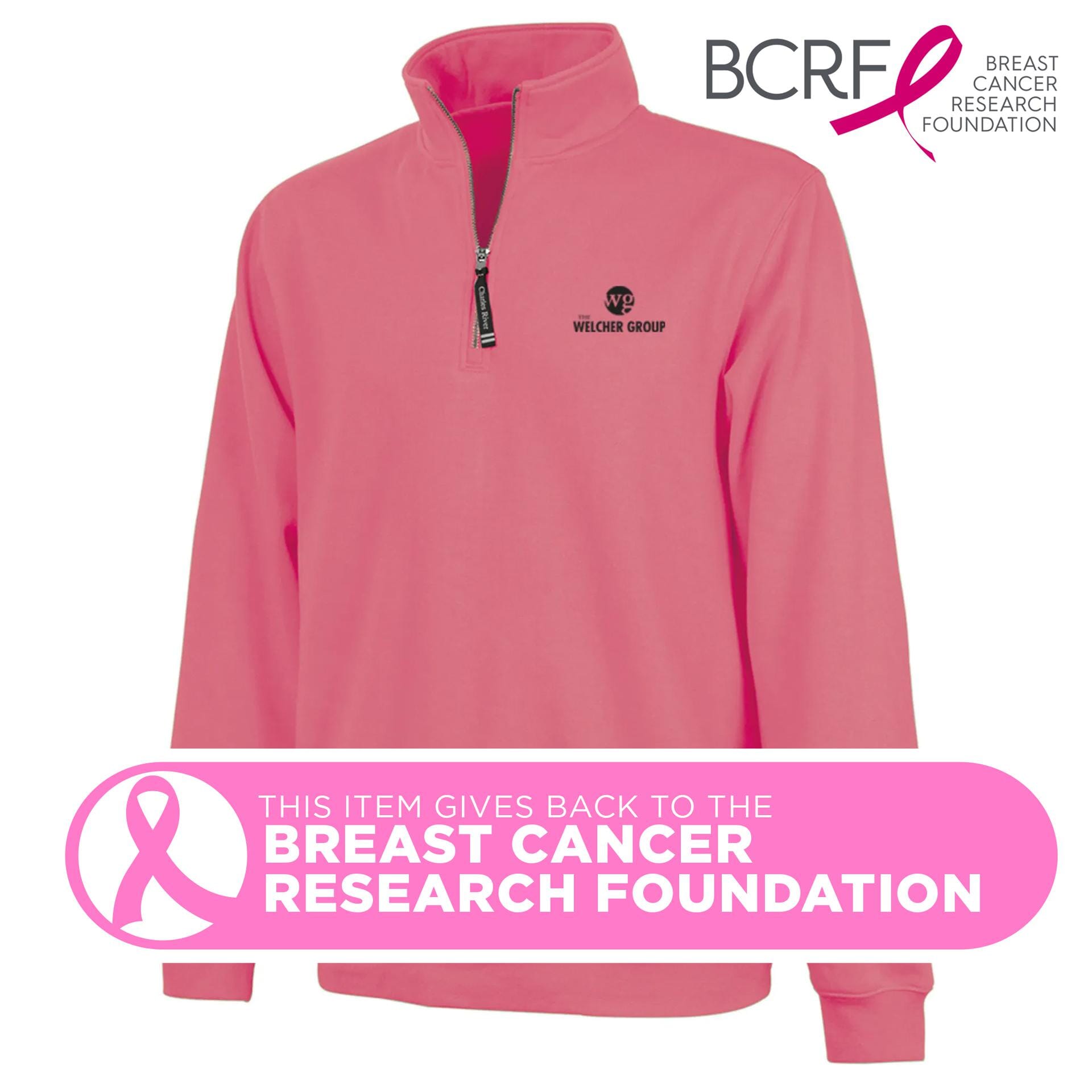 Pink fleece pullover with logo