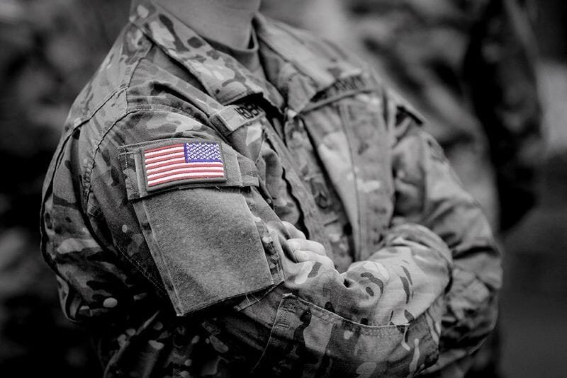 soldier uniform with battle flag patch