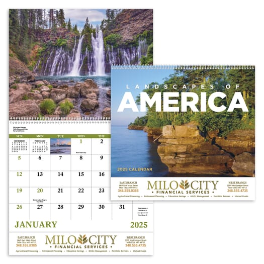 2025 Landscapes of America English Spiral Calendar