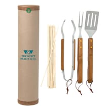 Eco friendly bbq set featuring bamboo