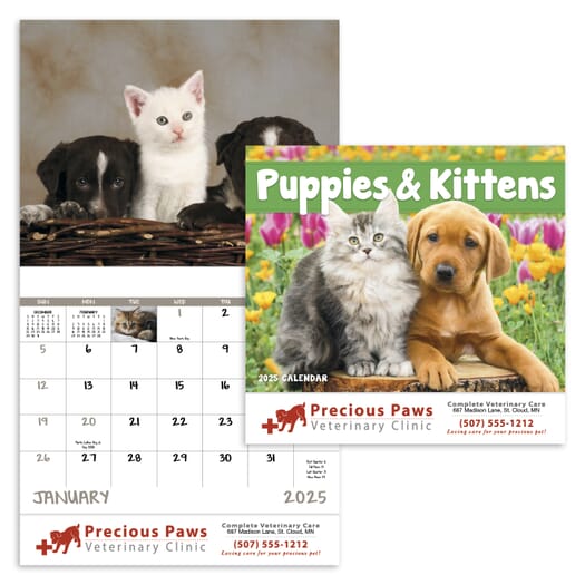 2025 Puppies & Kittens Stapled Calendar