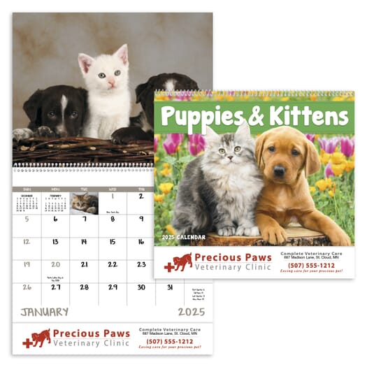 2025 Puppies & Kittens Spiral Calendar
