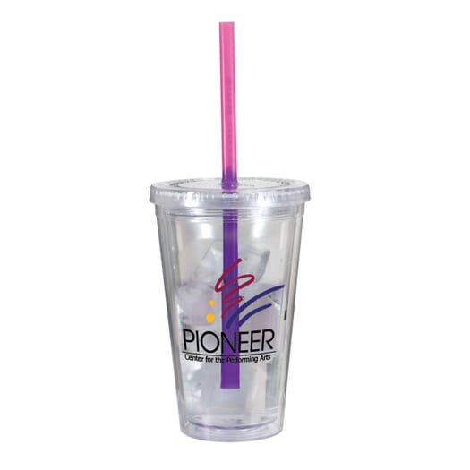 16 oz Victory Acrylic Tumbler with Mood Straw - Full Color