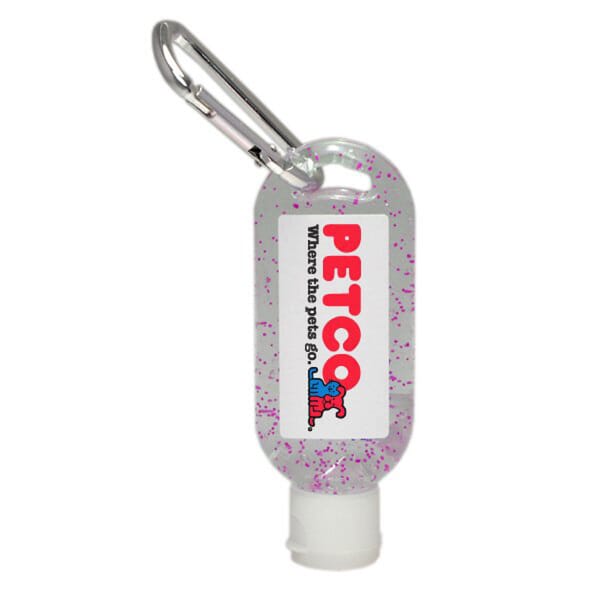 1.9 oz Moisture Bead Sanitizer in Clear Bottle with Carabiner