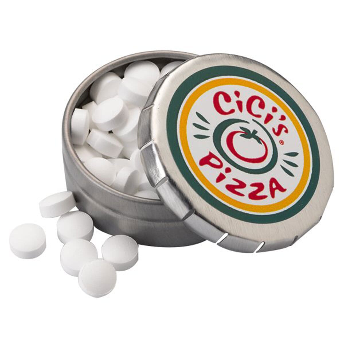 1 3/4" Small Round Push Tin with Mints