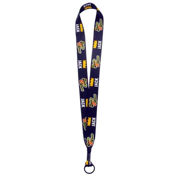1" Dye-Sublimated Polyester Lanyard With Silver Metal Crimp And Silver Metal Split-Ring