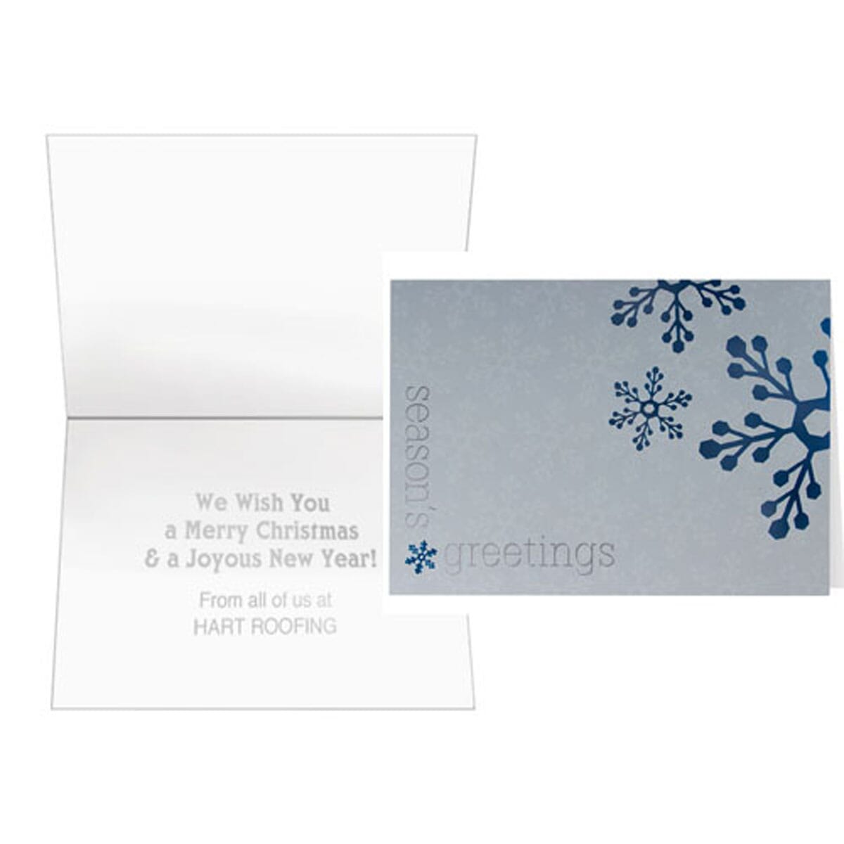 Blue Snowflakes On Silver Greeting Card