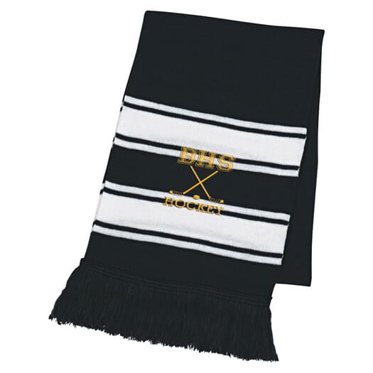 Two-Tone Knit Scarf With Fringe