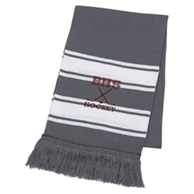 Two-Tone Knit Scarf With Fringe