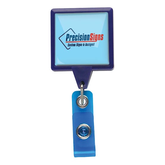 Jumbo Square Badge Reel W/Alligator Clip- Polydome