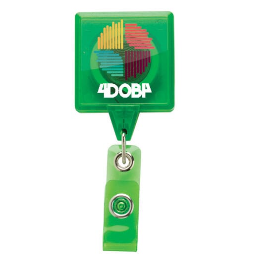 Jumbo Square Badge Reel W/Alligator Clip- Translucent- Chroma