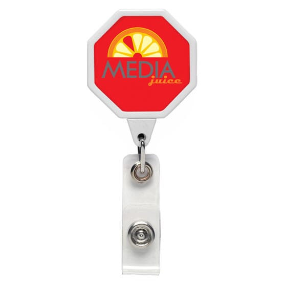 Jumbo Octagon Badge Reel W/Alligator Clip- Polydome