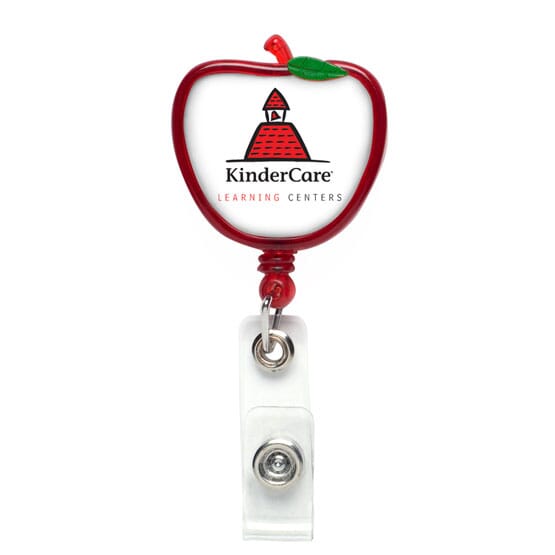 Apple Badge Reel W/Alligator Clip- Polydome