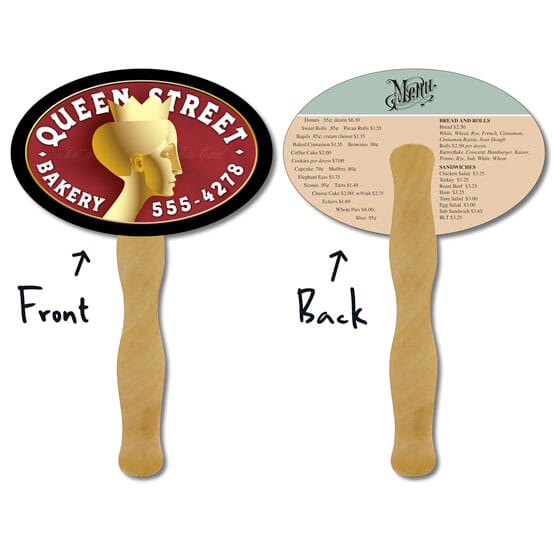 6 1/4" x 4" Mini Laminated Oval-Shaped Hand Fan - 14 Pt.