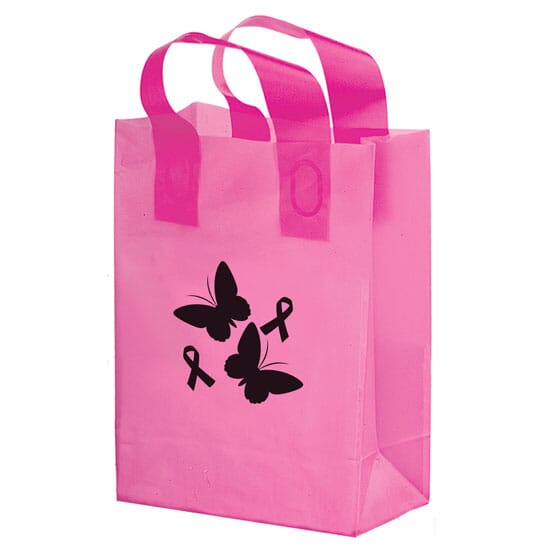 10" x 13" x 5" Pink Frosted Soft Loop Shopper
