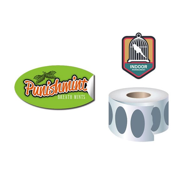Roll of 2" x 1" Oval Indoor Permanent Stickers/Decals
