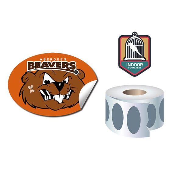 Roll of 4 1/4" x 3" Oval Indoor Permanent Stickers/Decals