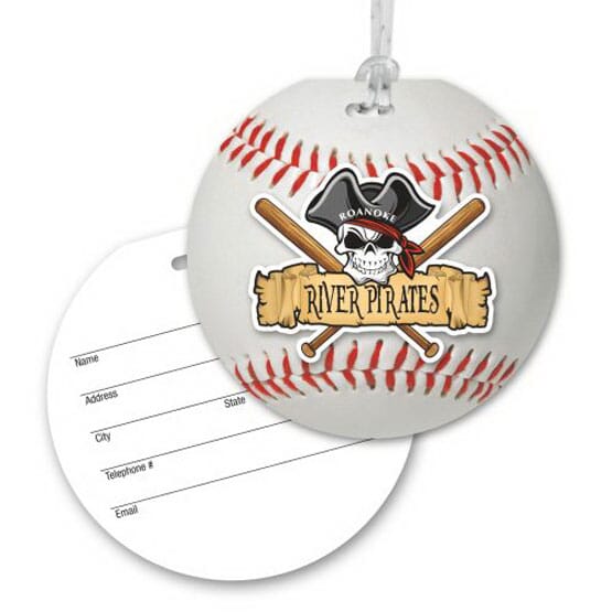 Round Luggage Tag With Clear Strap - Baseball