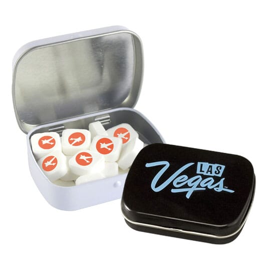 Domed Tin- Imprinted Square Mints