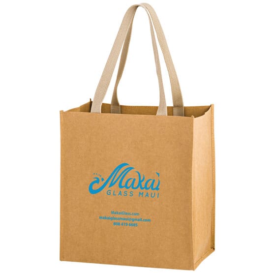 Washable Kraft Paper Fabric Tote Bag- 12 x 13 x 8