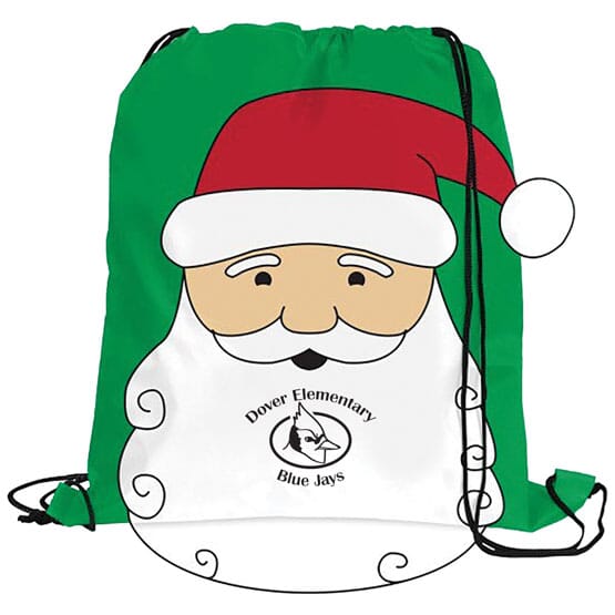 Festive Holiday Drawstring Bag - Santa