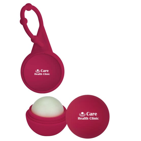 Lip Balm Rubber Ball With Silicone Carabiner
