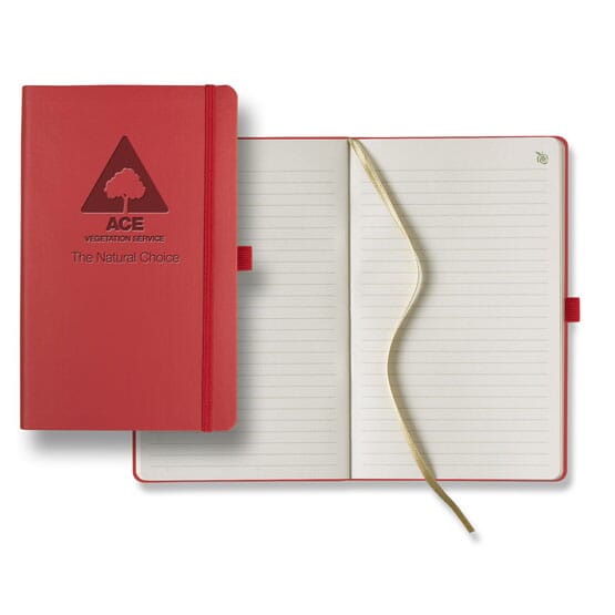 Red eco-friendly journal made with recycle apple peel