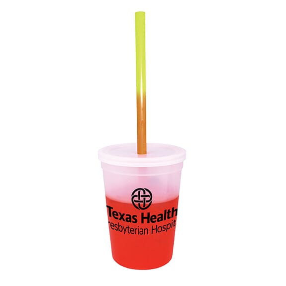 12 oz Chameleon Stadium Cup with Lid and Straw