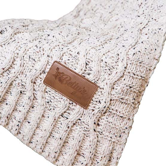 Vanilla Cookie Heather Cable Knit Chenille Blanket