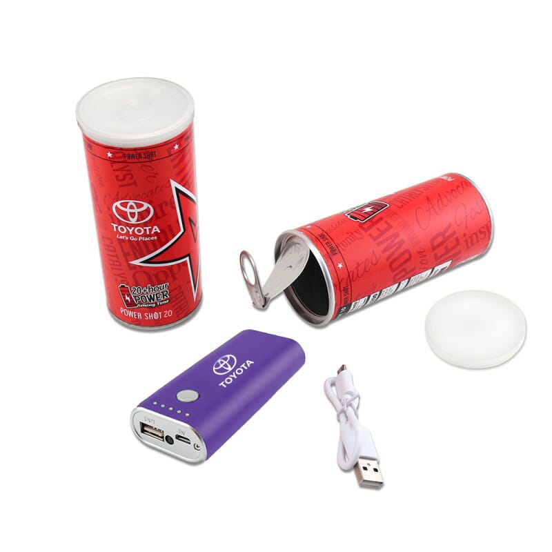 Power Shot 20 - 4400 mAh Metal Power Bank in Branded Can