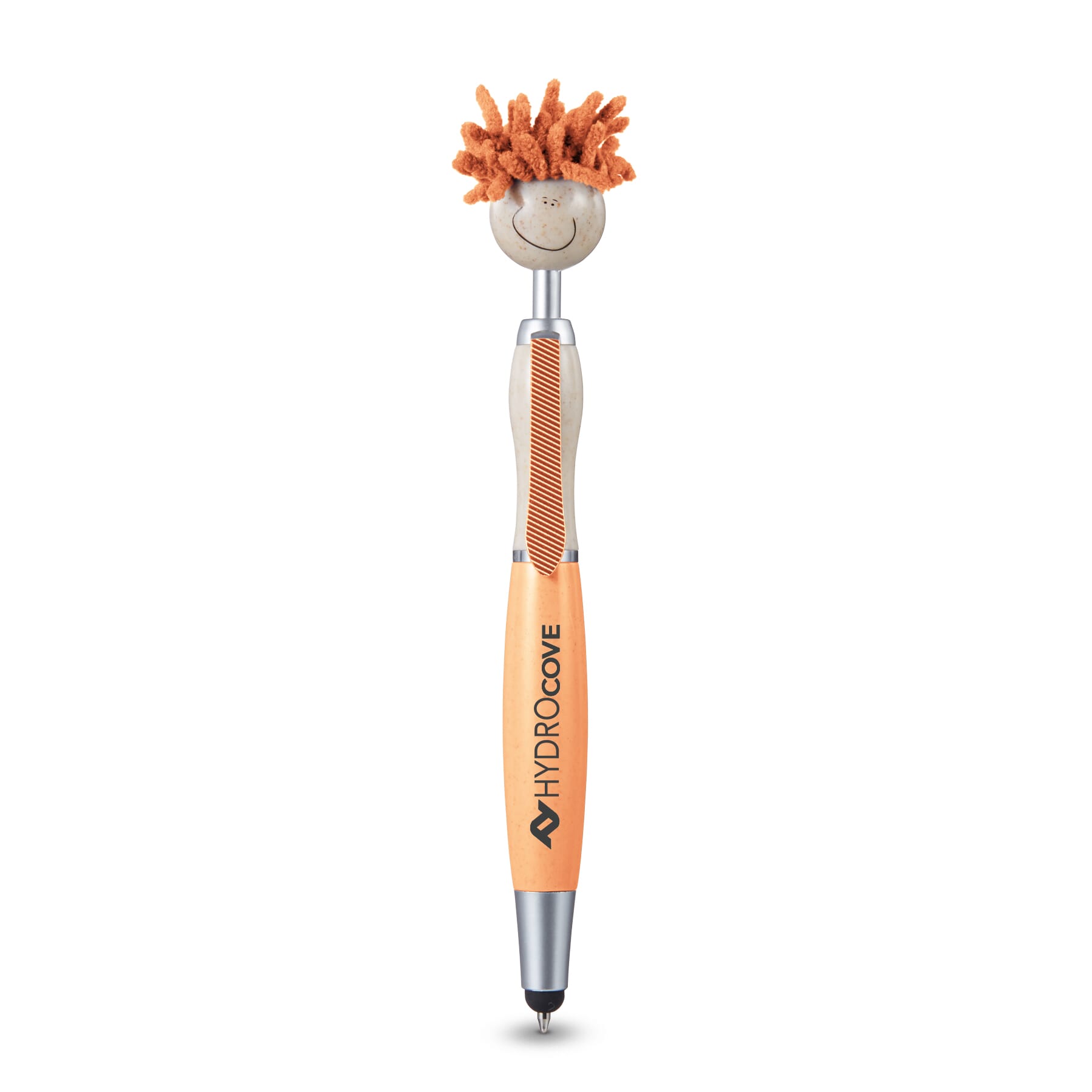 orange smiley face pen made of eco friendly wheat material