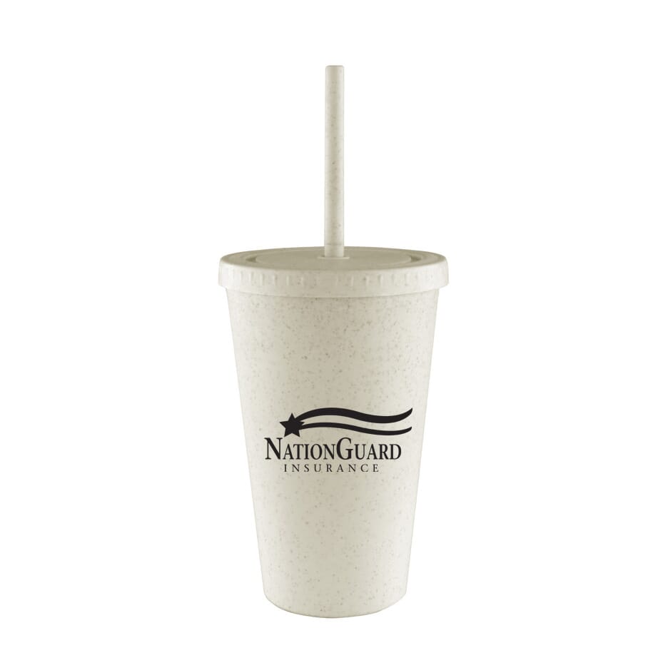 16 oz Everyday Wheat Straw Fiber Cup with Straw