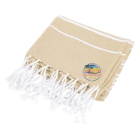 100% Recycled Cotton Beach Blanket With Tassel Fringe