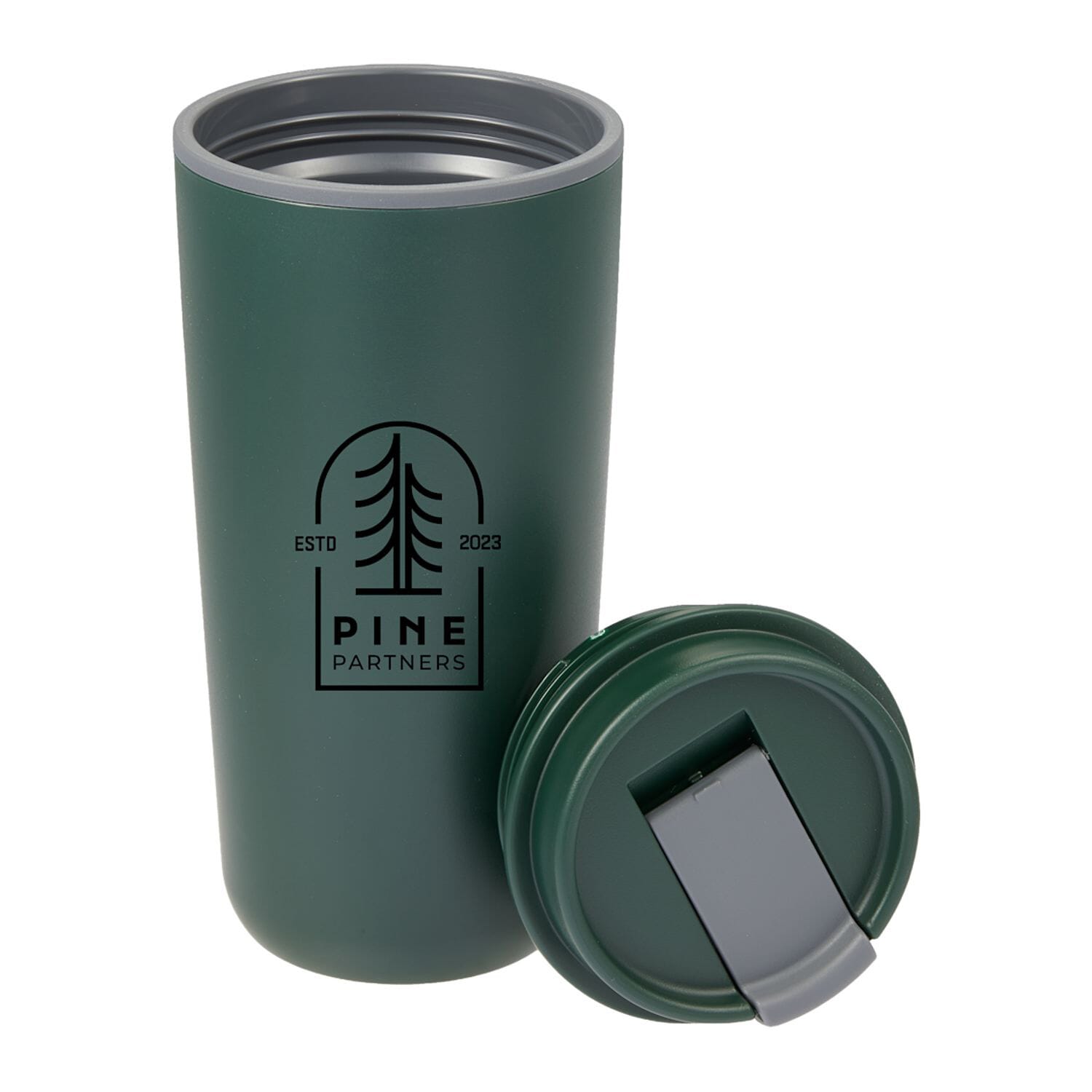 16 oz Cooper Recycled Double Wall Plastic Tumbler with Hinging Flap Lid